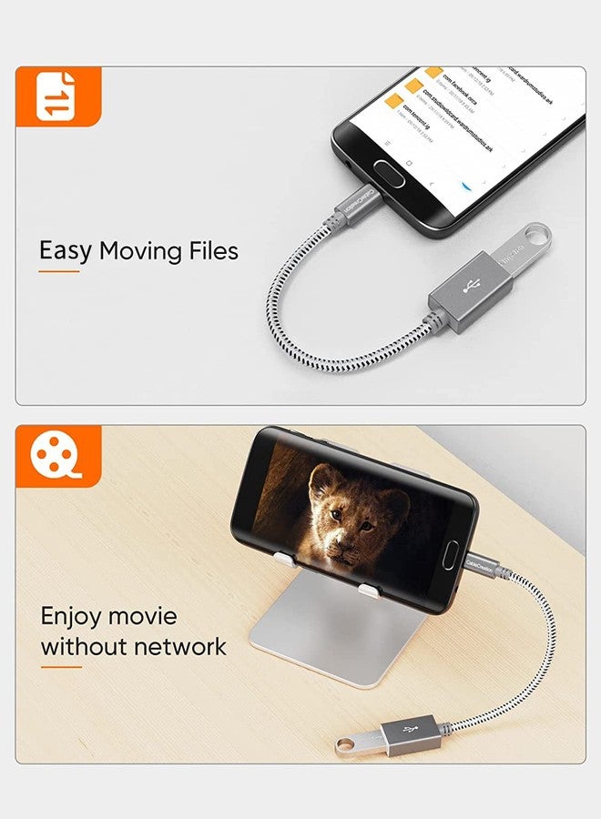 CableCreation 2-Pack Braided OTG Adapter, 0.15m Micro USB Male to USB Female, Smart Phones with OTG Function, 6 Inch/Space Gray - Image 3