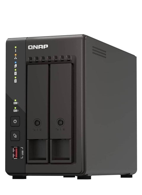 QNAP TS-253E 2 Bay High-Performance Desktop NAS, Intel Celeron J6412 Processor, 8 GB DDR4 RAM, 2 x 3.5" SATA 6Gb/s, Dual 2.5GbE Network Connectivity, 2xM.2 2280 PCIe, 2 x USB 3.2 Gen2 | TS-253E-8G