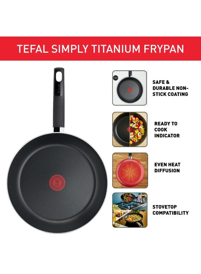 T-Fal Simply Titanium frypan 30 cm Easy-Cleaning Non-Stick Coating, Thermo-Signal™ Heat Indicator, Diffusion Base, Healthy and Safe Cookware, Made in France, B5740783 - Image 3