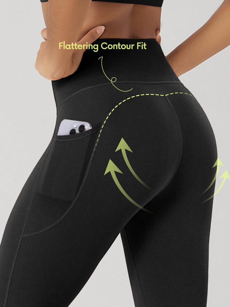 ODODOS Cloud Feeling Flared Pants with Pocket for Women High Waist Casual Bootcut Yoga Pants, 30" Inseam, Black, Large - Image 5