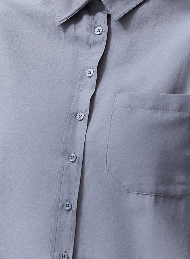 trendyol Dark Anthracite Single Pocket Boyfriend Shirt TWOAW20GO0115 - Image 4