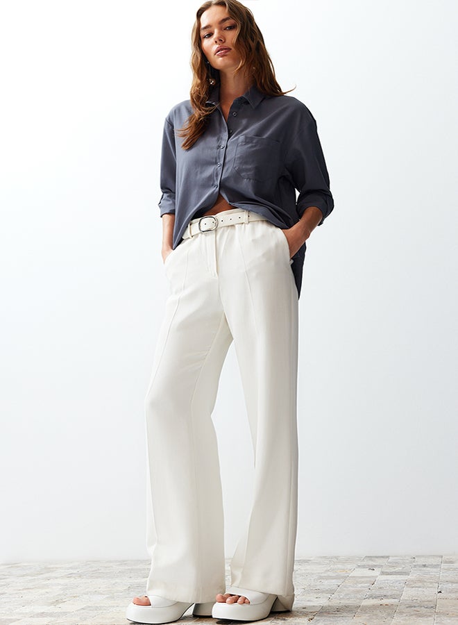 trendyol Dark Anthracite Single Pocket Boyfriend Shirt TWOAW20GO0115 - Image 1