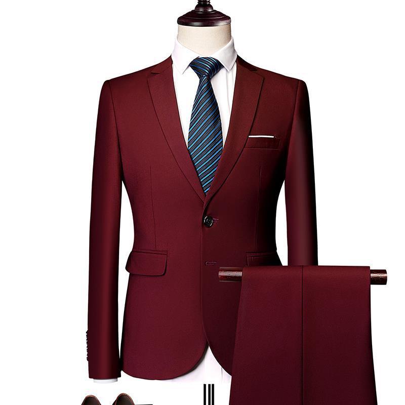 Grass Green Suit Three-Piece Suit Mens Super plus size Studio Wedding Dress suit Orchestra Performance Annual Meeting MC Suit wine red (Suit Pants)