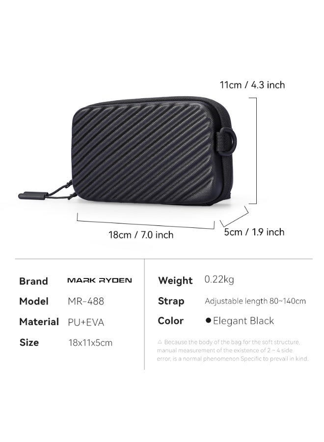 MARK RYDEN 488 Men's Shoulder Bag, Body Bag, Hard Shell, Small Size, Crossbody Bag, Lightweight, Stylish, Black' - Image 3