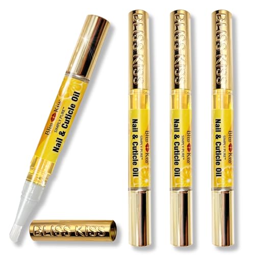 Bliss Kiss  Crisp Fragrance 4 Nail Oil Cuticle Pens wVitamin E  JojobaNail Strengthener Nail Growth Treatment for Brittle Peeling Breaking Thin Nails