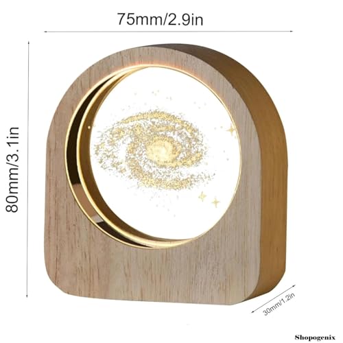 SHOPOGENIX Solar System Crystal Ball Night Light,Glass Ball Night LED Lamp with USB Powered 2.36 Inch Wooden Base Colorful Crystal Ball for Gifts Men,Women,Kids,Boys,Girls (Cube Galaxy) - Image 2
