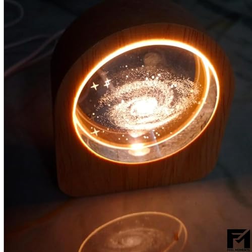 SHOPOGENIX Solar System Crystal Ball Night Light,Glass Ball Night LED Lamp with USB Powered 2.36 Inch Wooden Base Colorful Crystal Ball for Gifts Men,Women,Kids,Boys,Girls (Cube Galaxy) - Image 3
