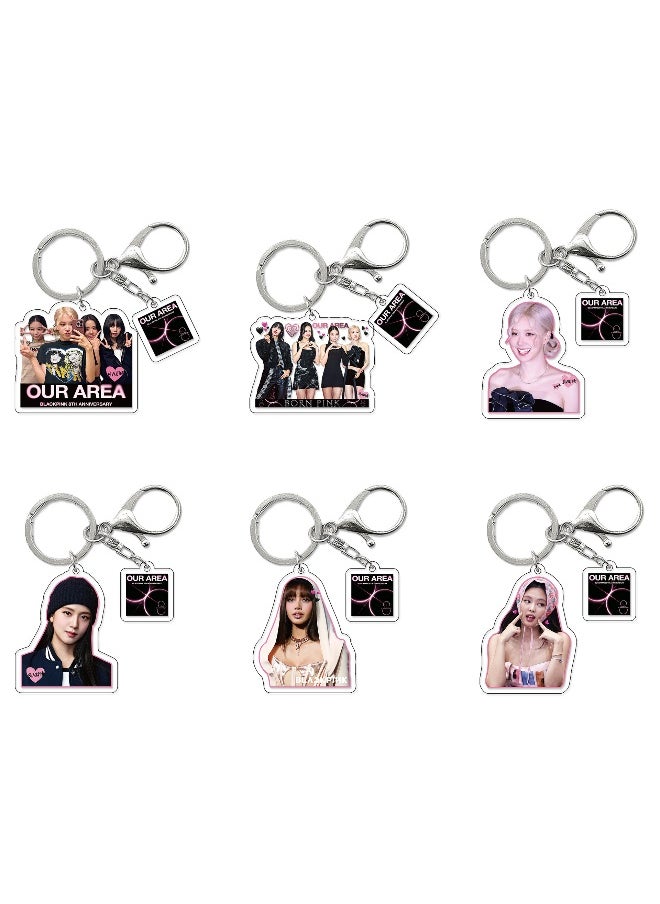 Generic - BlackPink Keychain ROSE/JISOO/Jennie/Lisa Acrylic Pendant Schoolbag Pendant Bag Chain Car Keychain Creative Gift for Unisex - Image 1