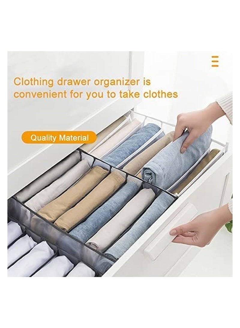 7-Grid Washable Foldable Wardrobe Organizer - Gray Clothing Storage Bins for T-Shirts, Leggings, Skirts, Jeans  Kids Clothes (2 Pack)  - Image 4