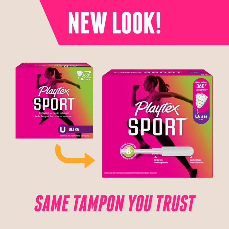 Playtex Sport Tampons Ultra Absorbency, Fragrance-Free - 36ct | Ultra Tampons for Women, Feminine Care, Playtex Tampon with 360 Leak Defense - Image 2