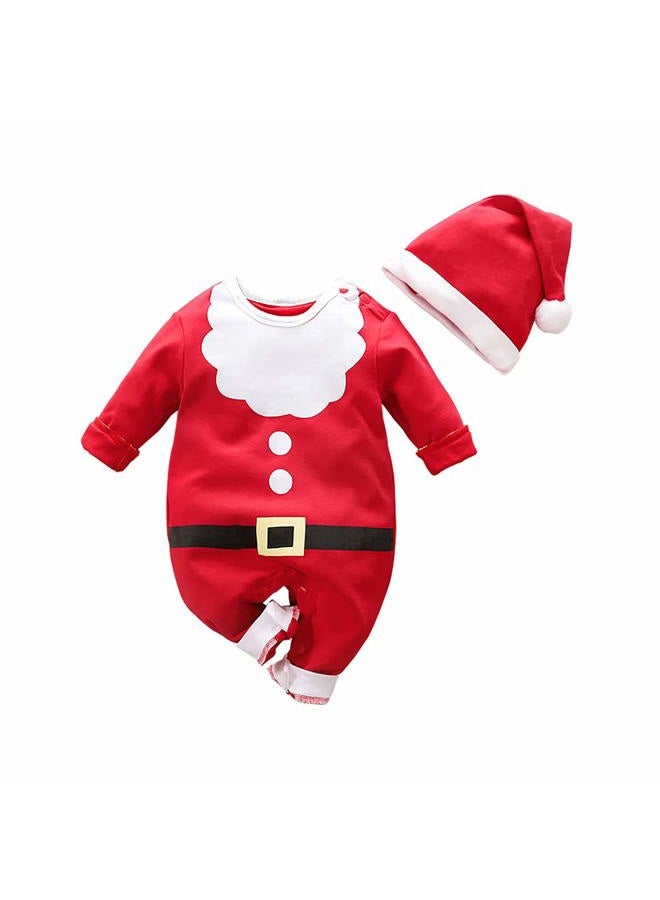 Hifot My First Christmas Baby Girl Boy Santa Romper Newborn Christmas Outfits for Boys Long Sleeve Jumpsuit + Hat Infant Outfits Set Red - Image 1
