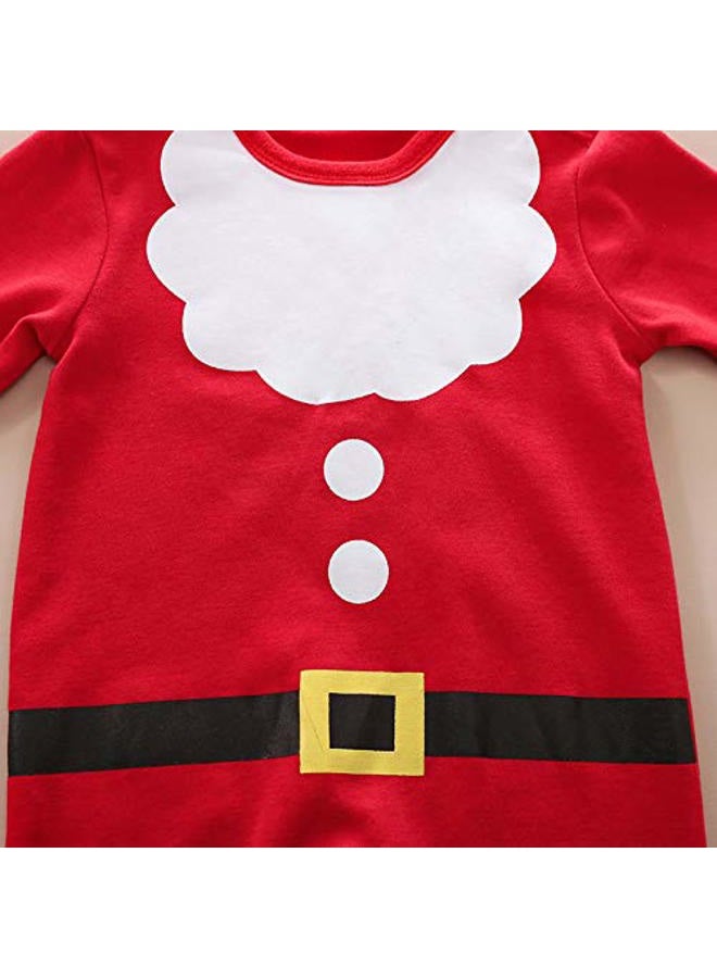 Hifot My First Christmas Baby Girl Boy Santa Romper Newborn Christmas Outfits for Boys Long Sleeve Jumpsuit + Hat Infant Outfits Set Red - Image 5