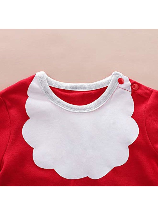 Hifot My First Christmas Baby Girl Boy Santa Romper Newborn Christmas Outfits for Boys Long Sleeve Jumpsuit + Hat Infant Outfits Set Red - Image 4