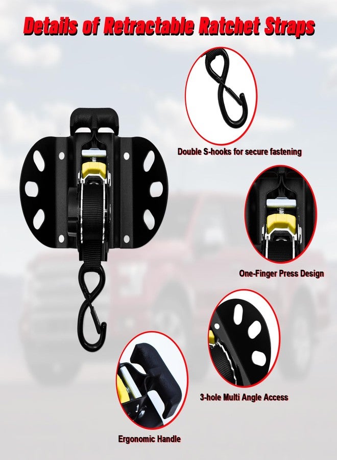 MTGSTOCL 2pcs Retractable Ratchet Straps Compatible with Ford F-150 2015-2025, 10 Ft Truck Bed Mounted Ratchet Straps for Ford F-250/350/450/550 2017-2025 - Image 2