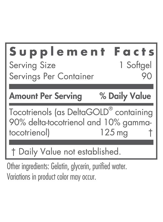 Nutricology دلتا-فراكشن توكوتريينول 125 ملغ - فيتامين E، القلب/الدماغ - 90 كبسولة لينة - Image 2