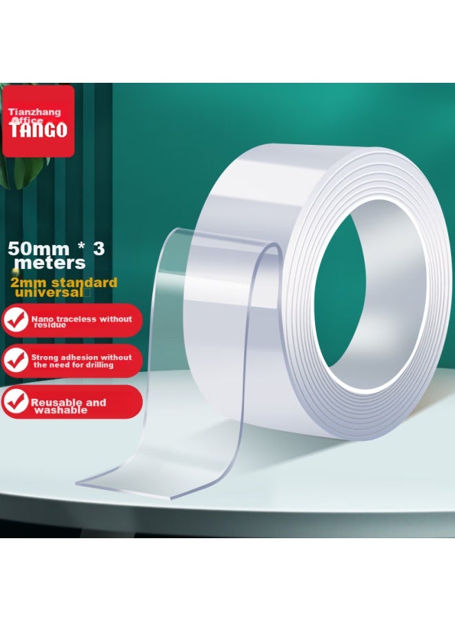 Tango Double-sided Tape, Nano Adhesive, Traceless, 50mm*3m, 1 Roll, Strong Double-sided Tape For Car And Home Use, Spring Festival Couplets, Specialized Transparent Double-sided Tape, Magic Tape - Image 1