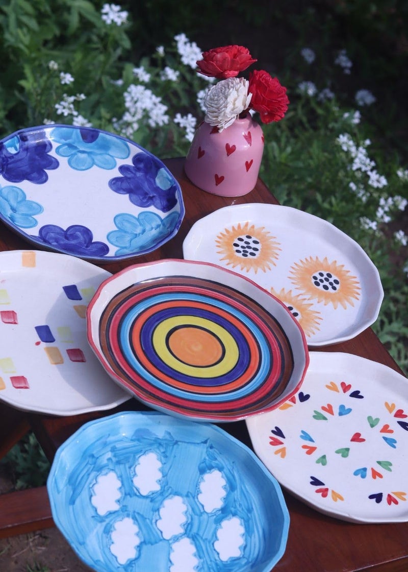 WEAVING HOMES Set of 6 Pastel Delight Ceramic Snack Plates Handmade Dessert Plate Snacks Serving Plate Starter Plate or Pasta Plate Microwave Safe Dishwasher Safe - Image 3
