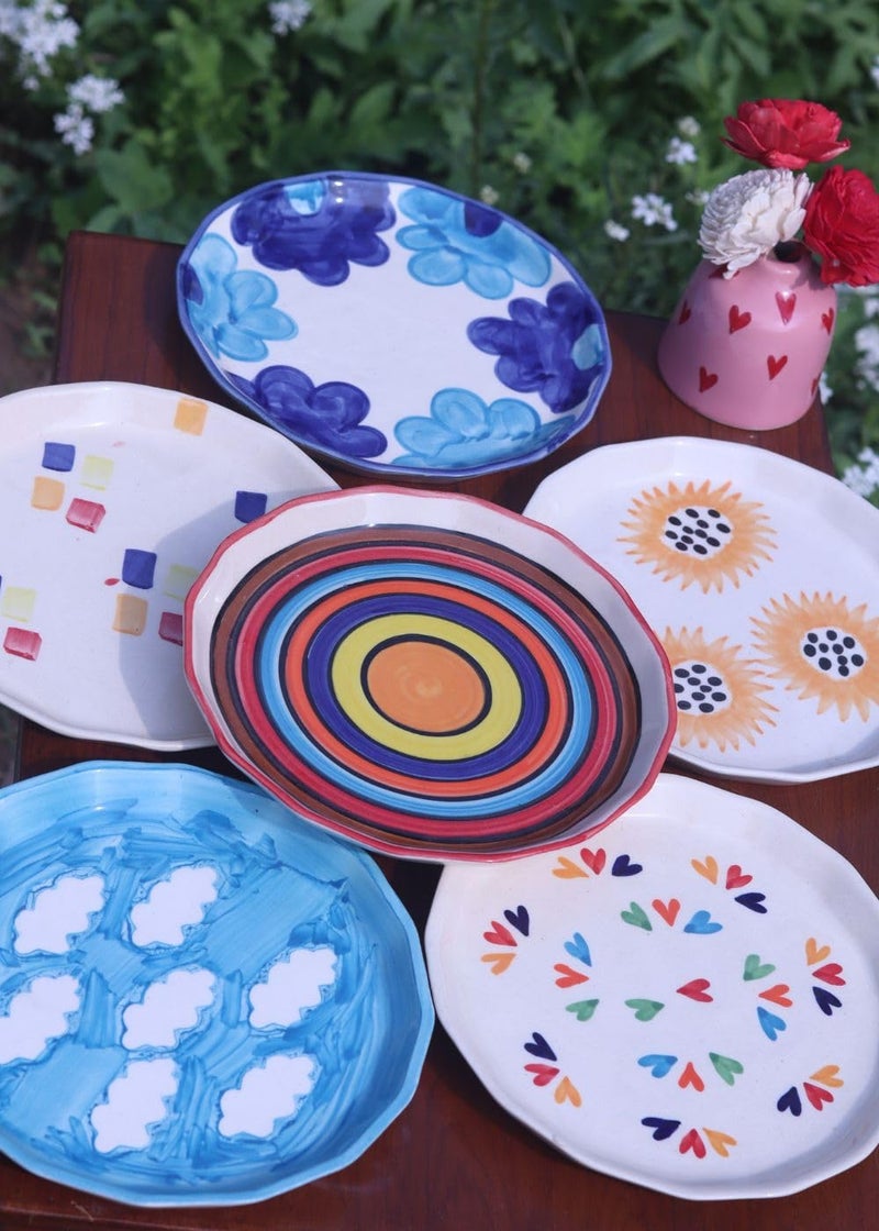 WEAVING HOMES Set of 6 Pastel Delight Ceramic Snack Plates Handmade Dessert Plate Snacks Serving Plate Starter Plate or Pasta Plate Microwave Safe Dishwasher Safe - Image 4