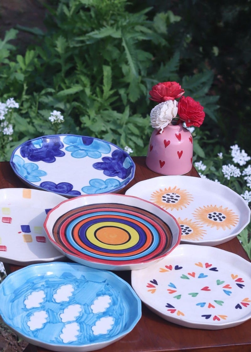 WEAVING HOMES Set of 6 Pastel Delight Ceramic Snack Plates Handmade Dessert Plate Snacks Serving Plate Starter Plate or Pasta Plate Microwave Safe Dishwasher Safe - Image 2
