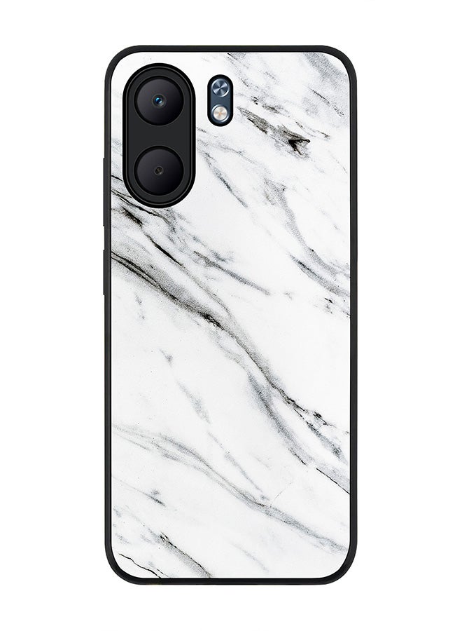 Stylizedd For Oppo A5x 5G / A5x 4G Case,Slim fit Camera Protection, Shockproof Thin Phone cover  - Marble Print Grey White