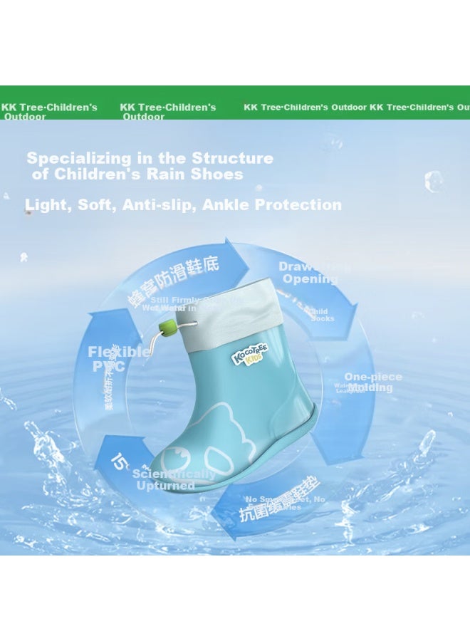 Kocotree Children's Rain Boots, Cartoon Non-slip Waterproof Shoes For Boys And Girls, Toddler Rain Boots With Drawstring - Image 2