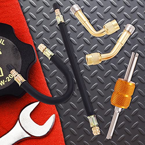 TINSKY Valve Stem Extension, 4PCS 8.27 Inches Dually Valve Stem Extenders 2PCS Valve Core Removal Tool 6 Pieces 45 90 135 Degree Brass Valve Stem Extension Adaptor for Car Truck Motorhome Trailer RV - Image 5