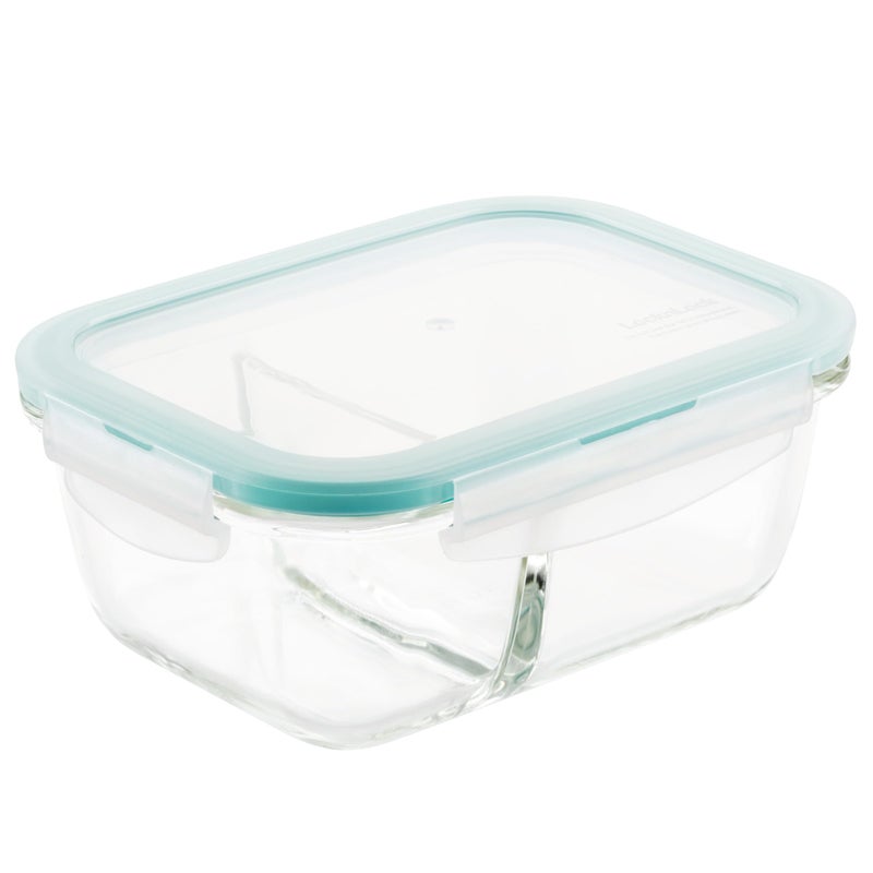 LOCK LOCK Purely Better Glass Food Storage Container with Lid Rectangle wdivider 25 oz Clear