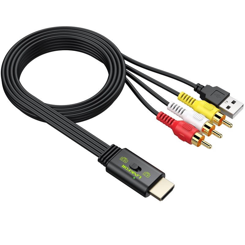 LiNKFOR RCA to HDMI Converter, 1080P AV to HDMI Converter, 16:9/4:3 Conversion Mini Composite CVBS Audio Video Adapter Supports PAL/NTSC for Wii/PS1/PS2/N64 (Male) - Image 1