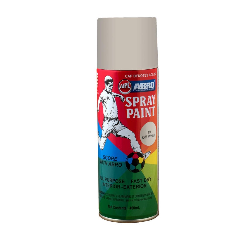 Abro SP-19 Multipurpose Colour Spray Paint Can (400ml, Off White) DIY Quick Drying for Metal, Wood, Walls, Automotive Cars and Bikes - Image 1