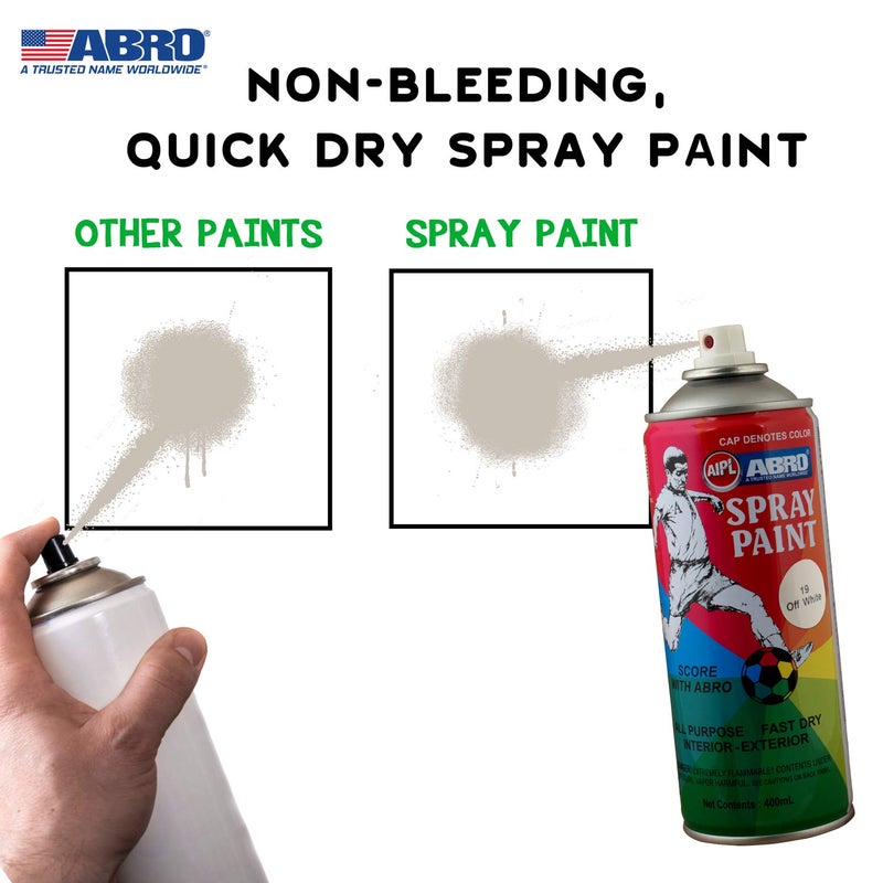 Abro SP-19 Multipurpose Colour Spray Paint Can (400ml, Off White) DIY Quick Drying for Metal, Wood, Walls, Automotive Cars and Bikes - Image 3