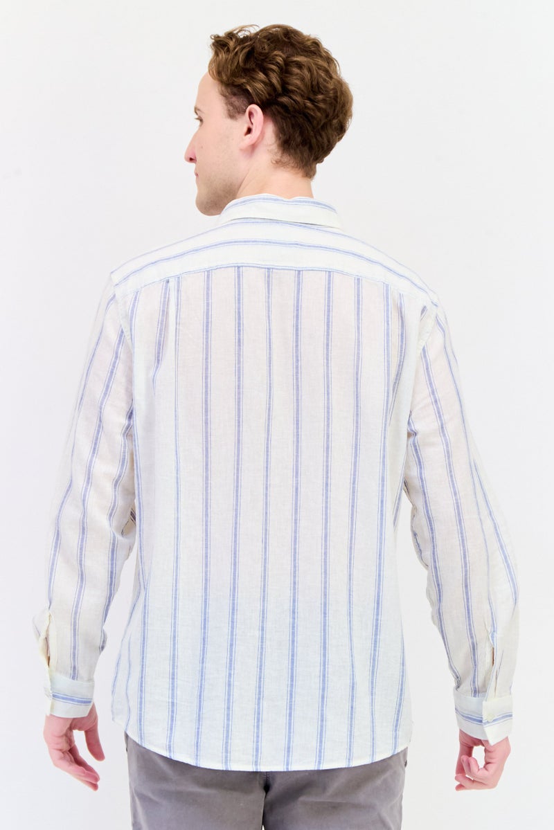 American Eagle Men Classic Fit Long Sleeves Stripe Casual Shirt, Multicolor  - Image 3
