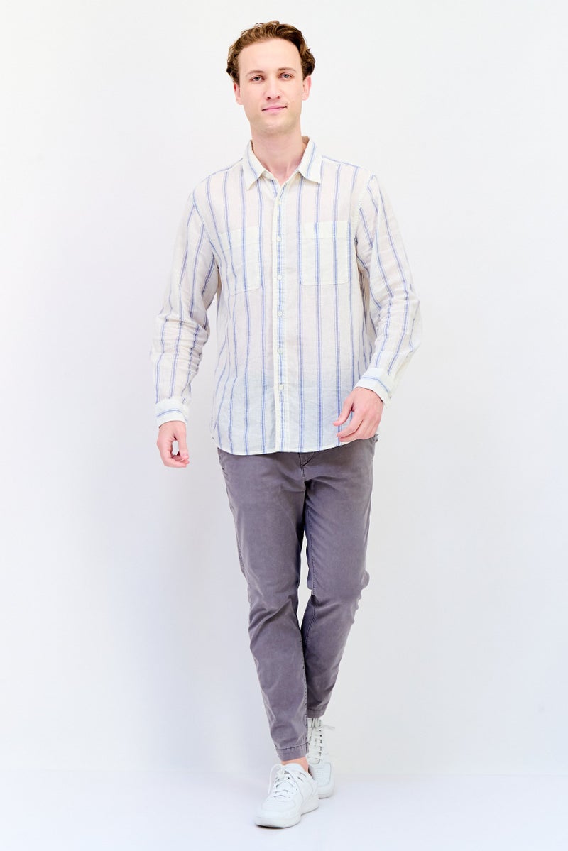 American Eagle Men Classic Fit Long Sleeves Stripe Casual Shirt, Multicolor  - Image 4