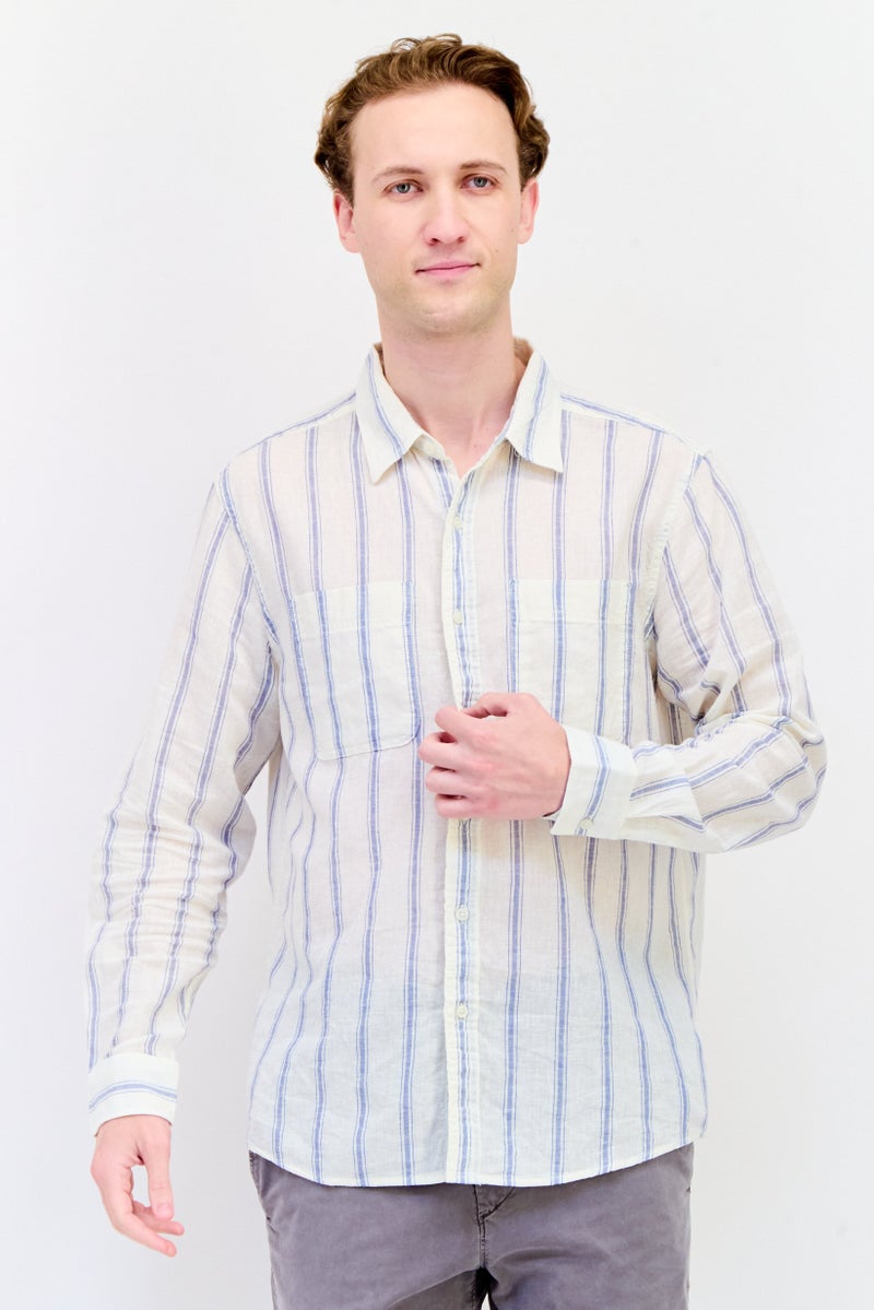 American Eagle Men Classic Fit Long Sleeves Stripe Casual Shirt, Multicolor  - Image 1