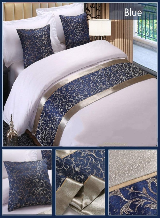 Twelve Blue Floral King Bed Scarf Bed Runner Bedding Scarves Bed Cover for Home Hotel Guesthouse 19.7x95.4in - Image 3