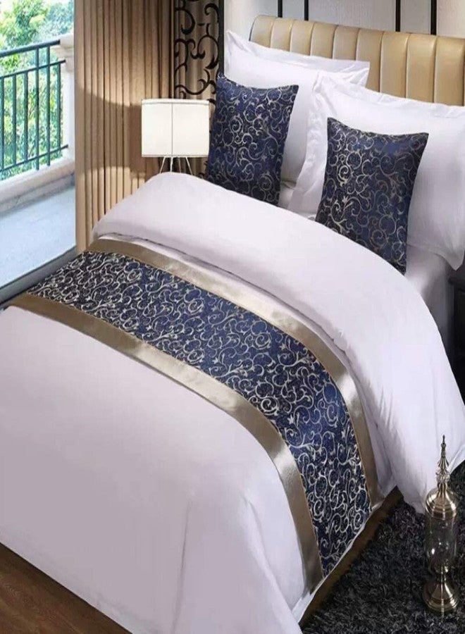 Twelve Blue Floral King Bed Scarf Bed Runner Bedding Scarves Bed Cover for Home Hotel Guesthouse 19.7x95.4in - Image 2