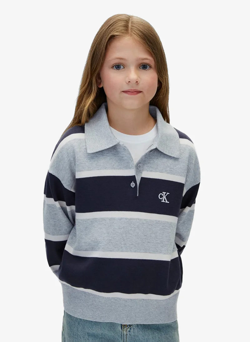Rugby Stripe Polo Collar Jumper