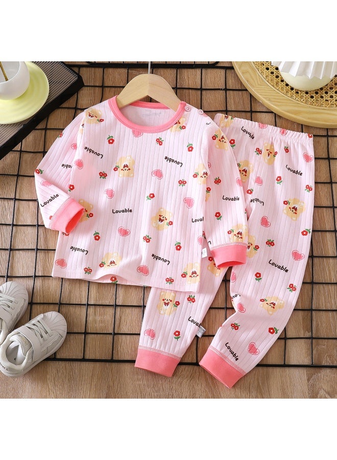 Children's Underwear Pure Cotton Suit Spring New Boys' Autumn Clothes Autumn Trousers Baby Pajamas Girls' Home Clothes Children's Clothing