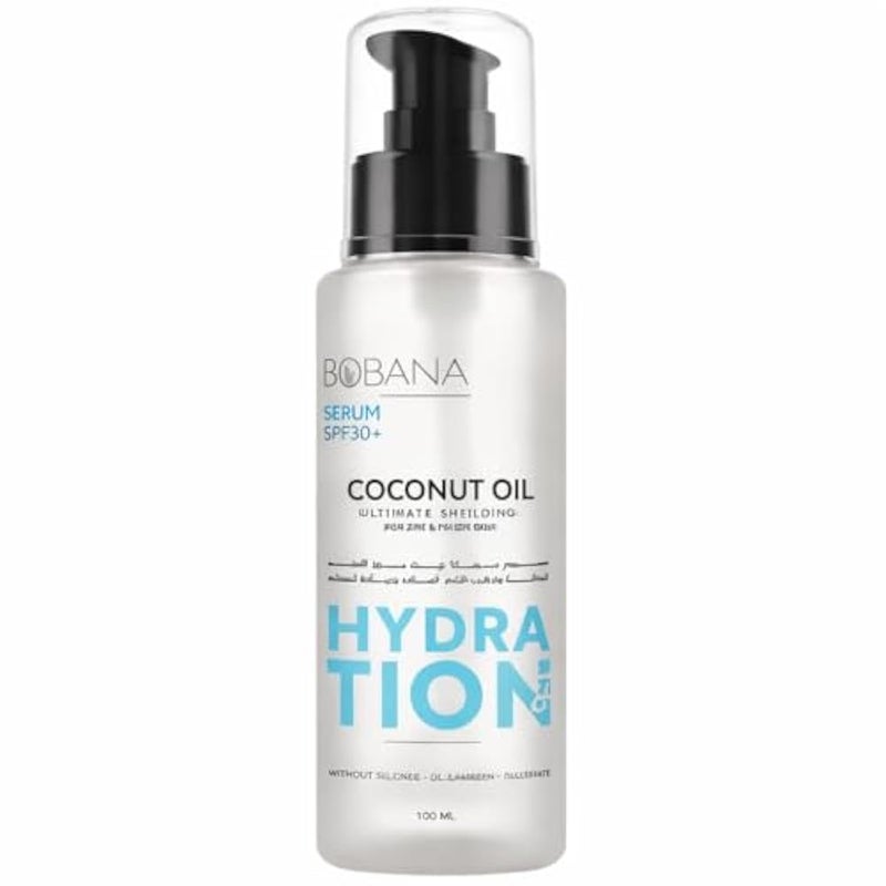 Bobana Coconut Oil Serum for Dry Hair 100ml with 2 Hair Clips Multi-Colour, SPF30 Protection - Image 1