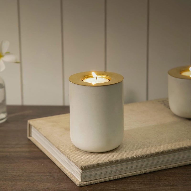 Ellementry Maya Large Tea Light Holder White Marble TLight Candle Holder for Indoor Outdoor Home Dcor Christmas Decoration Item