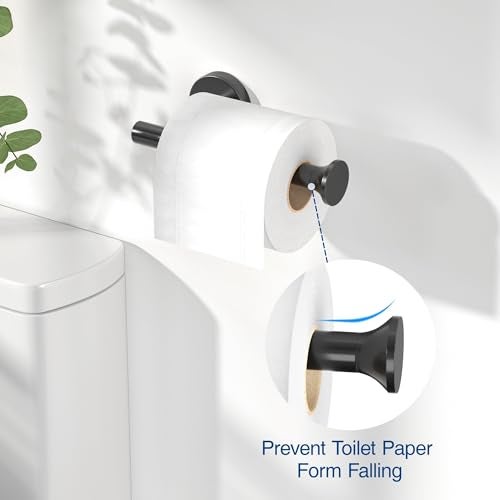 Xfopz Toilet Paper Holder Wall Mount Bathroom Paper Roll Holder Tissue Handle Stainless Steel for Farmhouse Kitchen Matte Black - Image 3