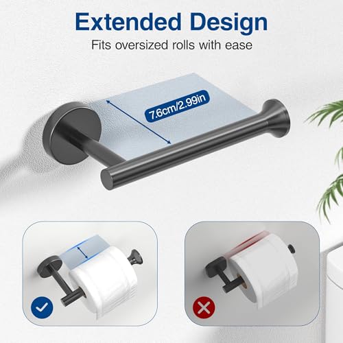 Xfopz Toilet Paper Holder Wall Mount Bathroom Paper Roll Holder Tissue Handle Stainless Steel for Farmhouse Kitchen Matte Black - Image 4