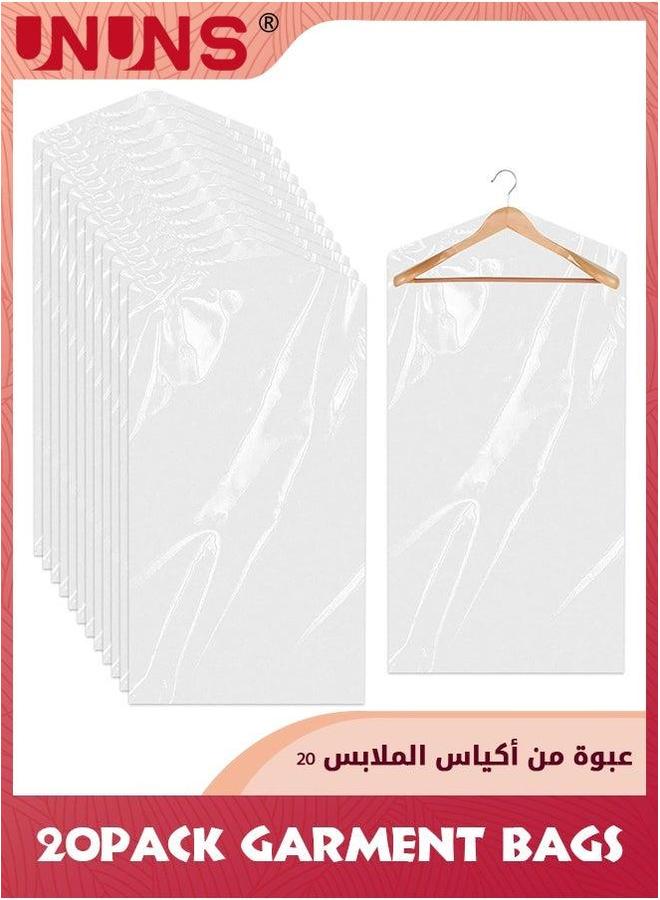 UNUNS Hanging Garment Bags,20 Pack Clear Clothes Covers Dry Cleaner Bags,Hanging Dust-proof Bags For Cleaner,Home Storage,Travel,60x90cm - Image 1