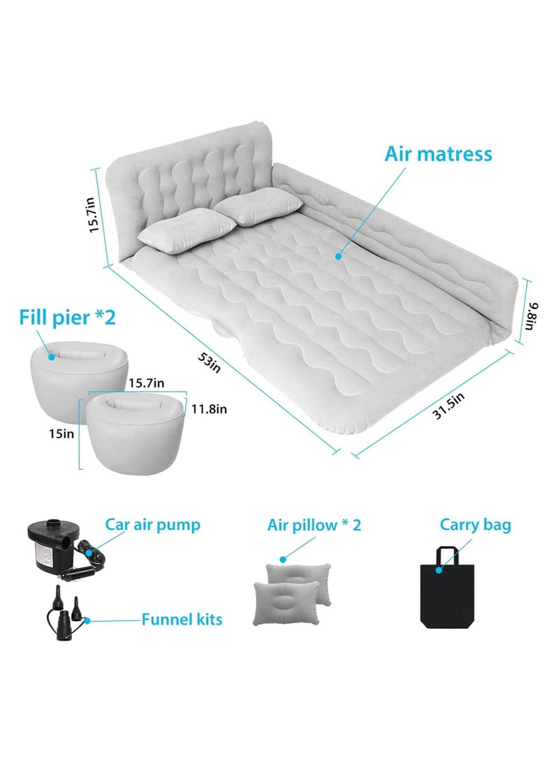 Soofam Car Air Mattress, SUV Air Mattress for Back Seat Sleeping - Inflatable Car Bed With Pillows & Fill Piers, Thickened Flocking & PVC Surface for Travel, Hiking, Camping, Trip & Outdoor Activities (Beige) - Image 2