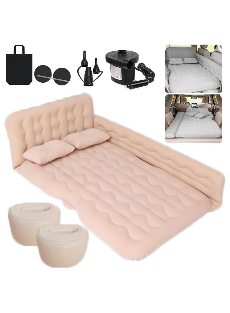 Soofam Car Air Mattress, SUV Air Mattress for Back Seat Sleeping - Inflatable Car Bed With Pillows & Fill Piers, Thickened Flocking & PVC Surface for Travel, Hiking, Camping, Trip & Outdoor Activities (Beige) - Image 1