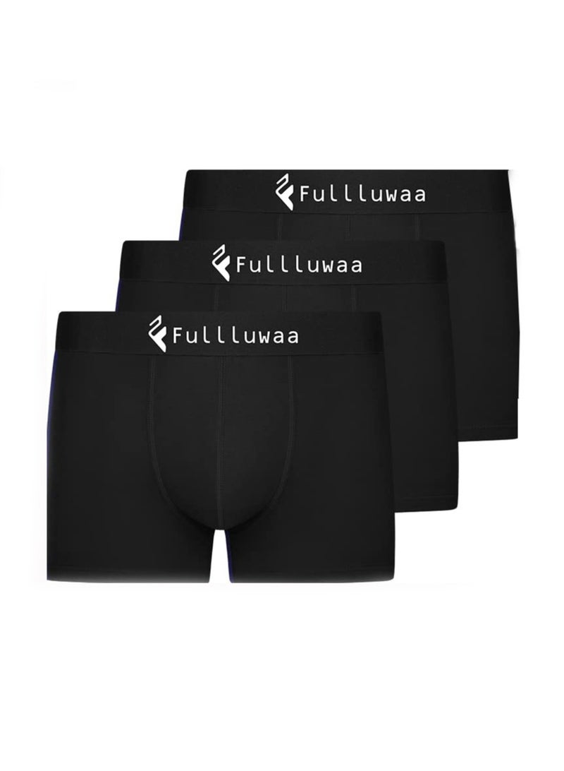 Fullluwaa Men's boxer briefs, retro, pure cotton material, 3 pieces pure black size XXXL - Image 1