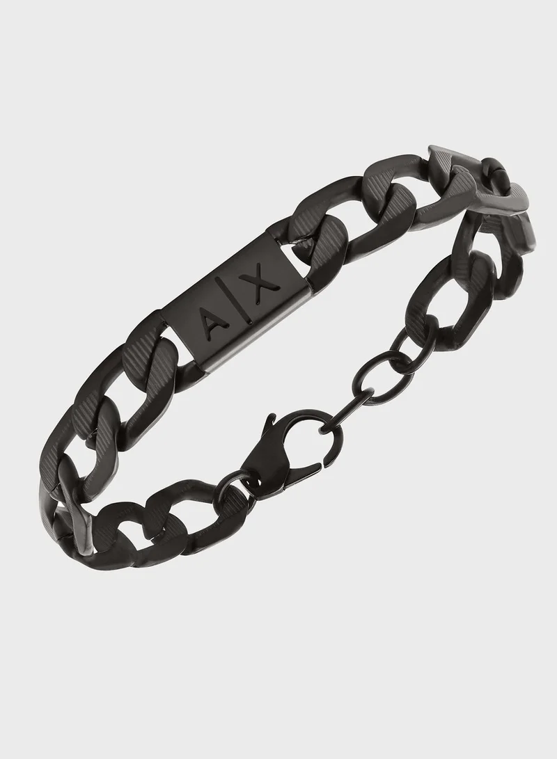 Armani Exchange Black Stainless Steel Chain Bracelet