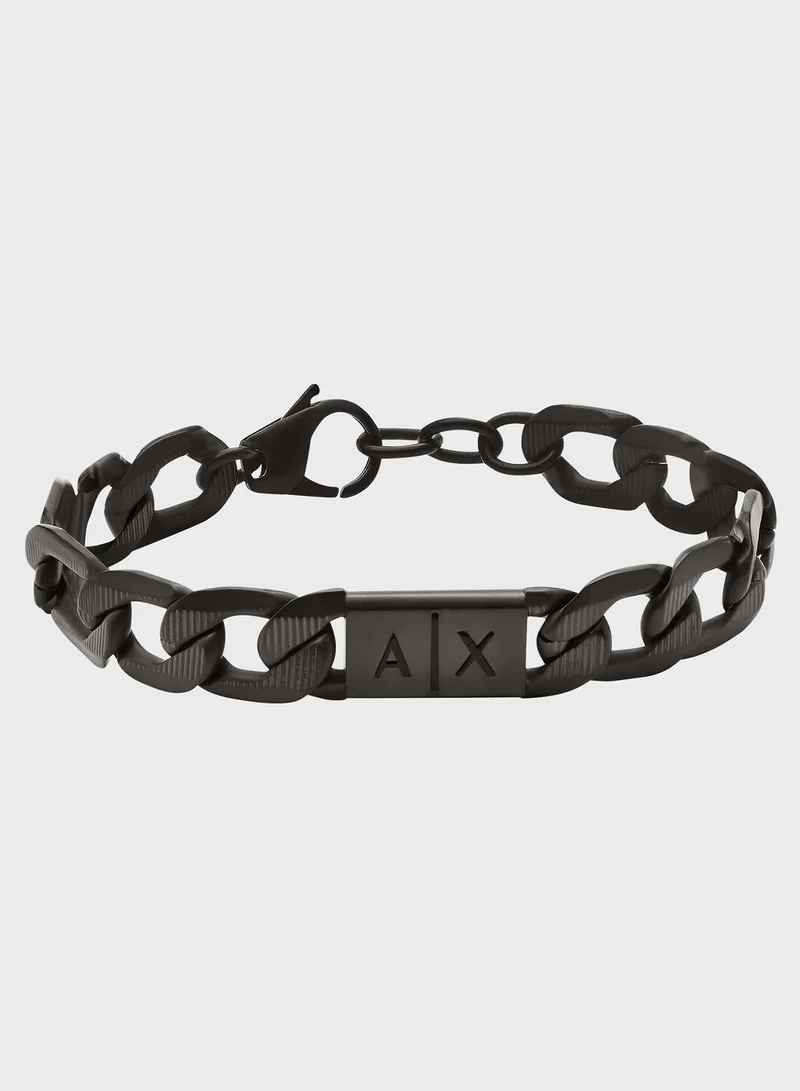 Armani Exchange Black Stainless Steel Chain Bracelet