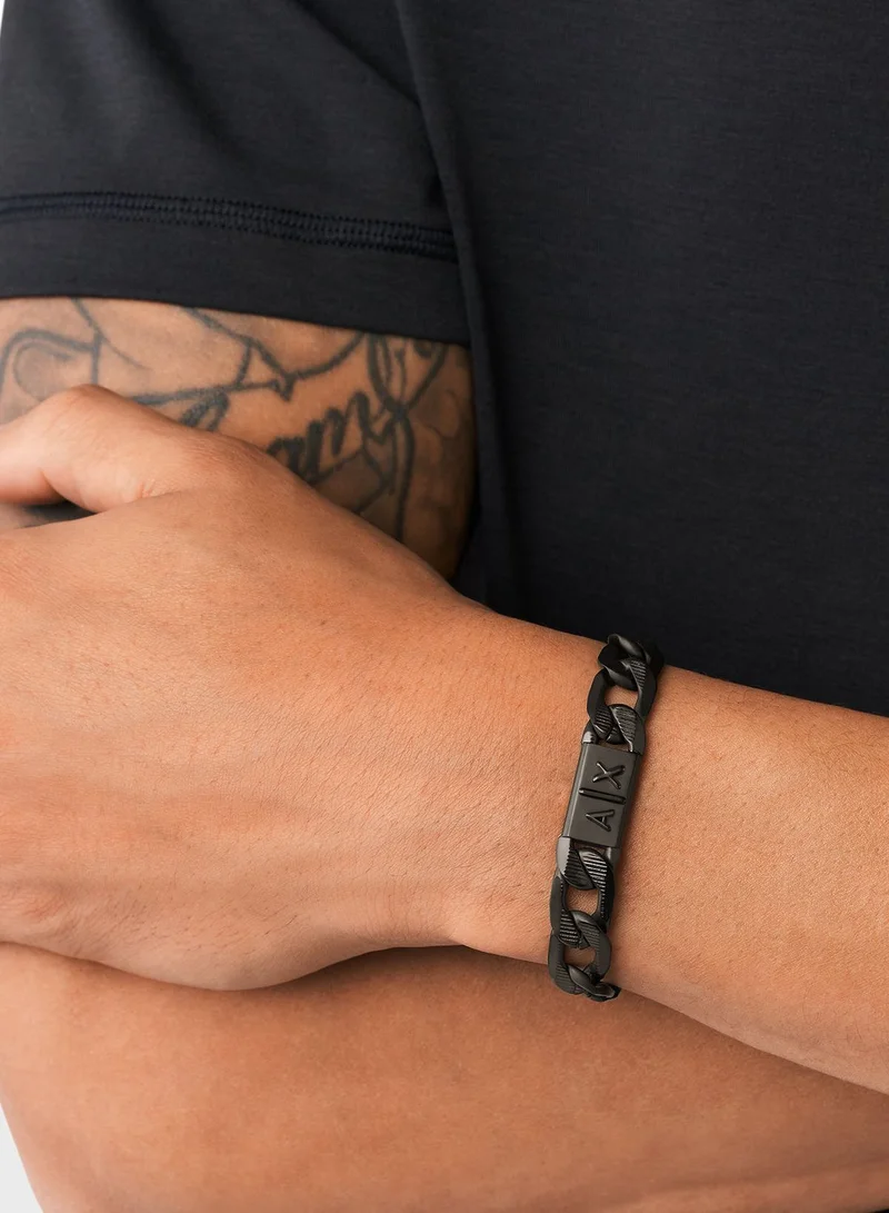Armani Exchange Black Stainless Steel Chain Bracelet