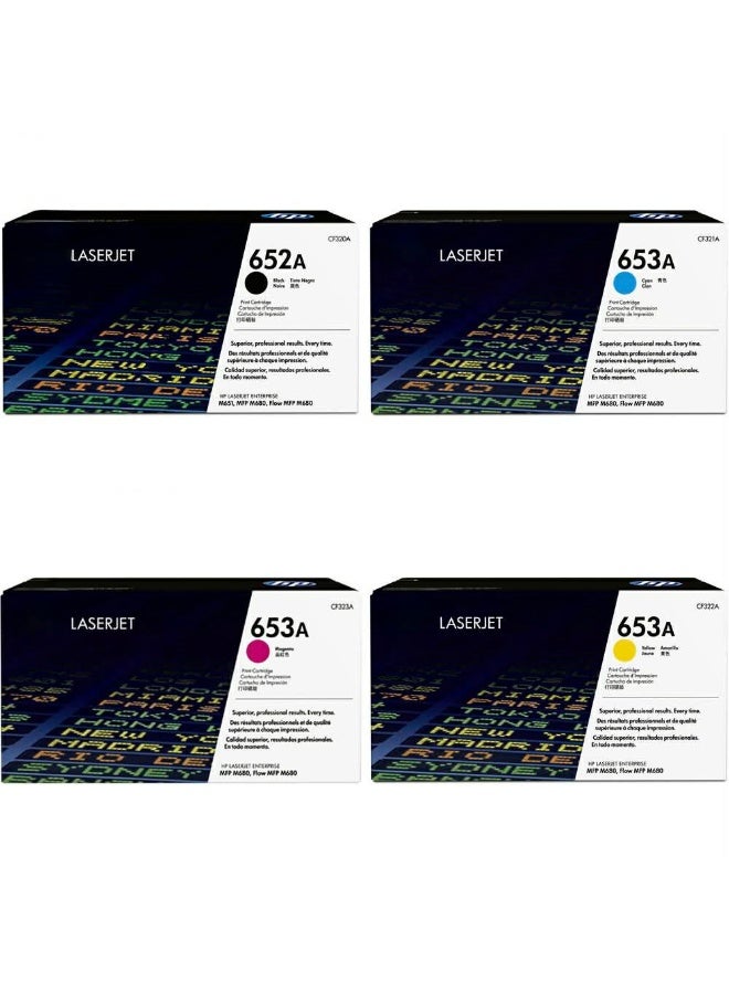 Compatible Toner Cartridge Set 652A and 653A for Color LaserJet Enterprise M680 Series Black Cyan Magenta Yellow