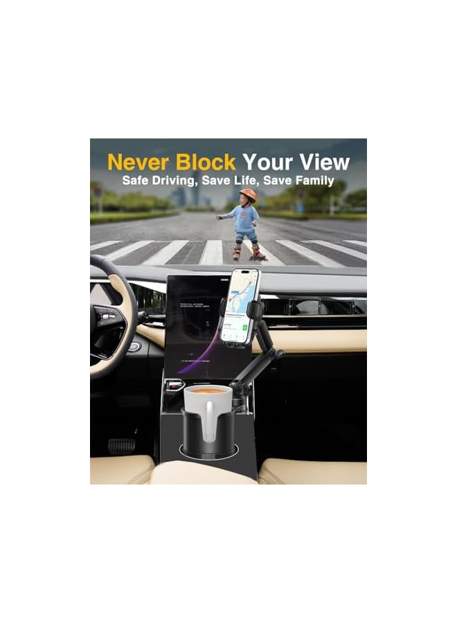S-TOP Car Phone Holder with Extendable Base, 2 in 1 Universal Multi-Cup with Rubber for Bottles, Cups and Phone Compatible with All Cell Phones - Image 2